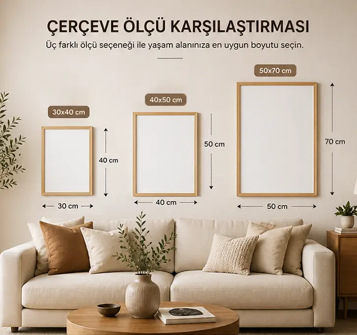 30x40, 40x50 ve 50x70 çerçeve ölçüleri