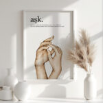 Definition Aşk Yazılı ve Metin Detaylı Ahşap Çerçeveli Tekli İslami Tablo - Görsel 10