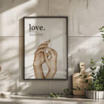 Hayyart Definition Love Yazılı ve Anlamı Detaylı Ahşap Çerçeveli Tekli İslami Tablo - Görsel 2
