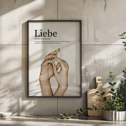 Hayyart Definition Liebe "Almanca Aşk" Yazılı Ahşap Çerçeveli Tekli İslami Tablo - Görsel 6