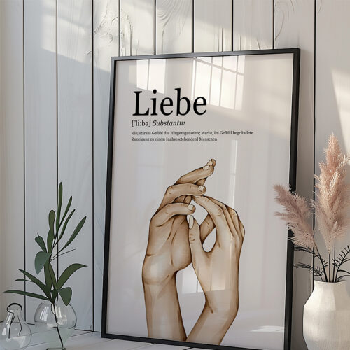 Hayyart Definition Liebe "Almanca Aşk" Yazılı Ahşap Çerçeveli Tekli İslami Tablo - Görsel 3