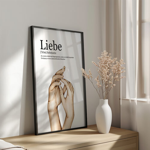 Hayyart Definition Liebe "Almanca Aşk" Yazılı Ahşap Çerçeveli Tekli İslami Tablo - Görsel 4