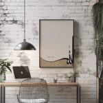 Hayyart "Allah" Kaligrafi Tasarım Kahverengi Ahşap Çerçeveli Minimalist Tekli İslami Tablo - Görsel 2