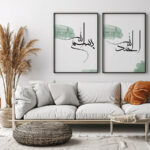 Bismillah, Orient Door, Elhamdülillah Koyu Yeşil Minimalist Ahşap Çerçeveli 3'lü İslami Tablo Set - Görsel 6