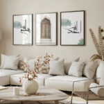 Bismillah, Orient Door, Elhamdülillah Koyu Yeşil Minimalist Ahşap Çerçeveli 3'lü İslami Tablo Set - Görsel 2