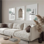 Bismillah, Orient Door, Elhamdülillah Koyu Yeşil Minimalist Ahşap Çerçeveli 3'lü İslami Tablo Set - Görsel 13