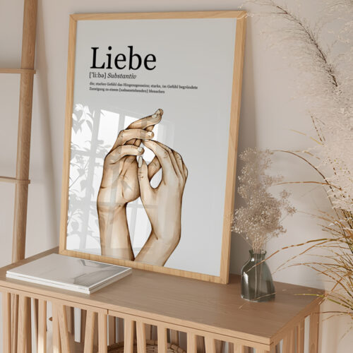 Hayyart Definition Liebe "Almanca Aşk" Yazılı Ahşap Çerçeveli Tekli İslami Tablo - Görsel 16