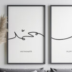 Hayyart Lineart Allah, Muhammed Ahşap Çerçeveli 2'li İslami Tablo Set - Görsel 4