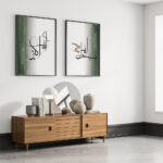 Hayyart Zikr Kaligrafi Ahşap Çerçeveli 3'lü İslami Tablo Set - Yeşil - Görsel 8