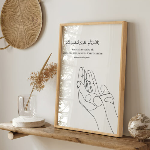 Hayyart Dua El Detaylı Çerçeveli Minimalist 2'li İslami Tablo Set - Görsel 19