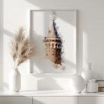 Hayyart Galata Kulesi Watercolor Ahşap Çerçeveli Tekli Minimalist İslami Tablo - Görsel 17