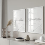 Hayyart Bismillah, Elhamdülillah Marble Ahşap Çerçeveli Minimalist 2'li İslami Tablo Set - Görsel 14