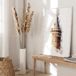 Hayyart Galata Kulesi Watercolor Ahşap Çerçeveli Tekli Minimalist İslami Tablo - Görsel 16