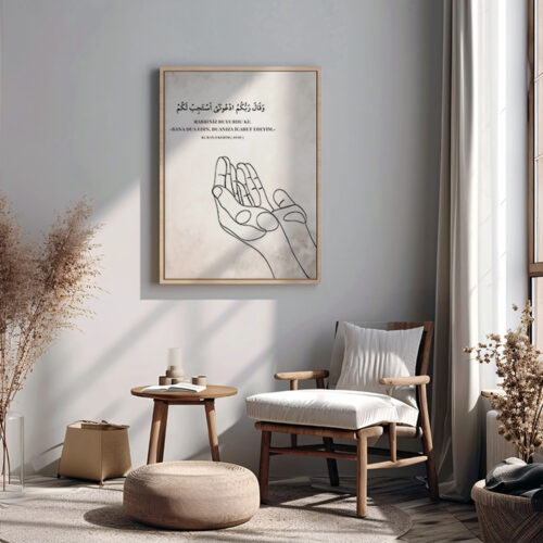 Hayyart Dua El Detaylı Çerçeveli Minimalist 2'li İslami Tablo Set - Görsel 23