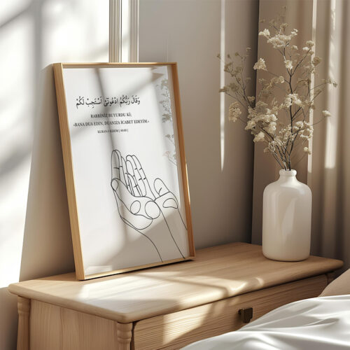 Hayyart Dua El Detaylı Çerçeveli Minimalist 2'li İslami Tablo Set - Görsel 24
