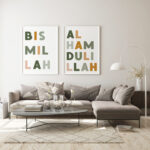 Hayyart Bismillah Renkli Ahşap Çerçeveli Minimalist 2'li İslami Tablo Set - Görsel 10