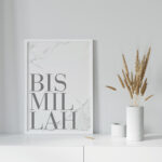 Hayyart Bismillah Marble Ahşap Çerçeveli Marble Minimalist Tekli İslami Tablo - Görsel 14
