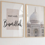 Hayyart Bismillah, Taj Mahal, Elhamdülillah Ahşap Çerçeveli 3'lü İslami Tablo Set - Görsel 20