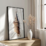 Hayyart Galata Kulesi Watercolor Ahşap Çerçeveli Tekli Minimalist İslami Tablo - Görsel 6
