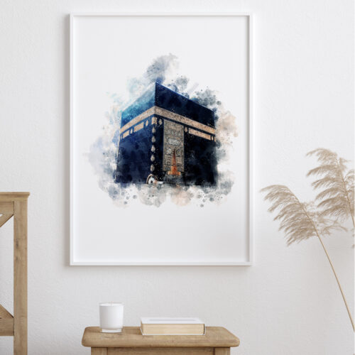 Bismillah, Kabe, Elhamdülillah Ahşap Çerçeveli Minimalist 3'lü İslami Tablo Set - Koyu Yeşil - Görsel 15