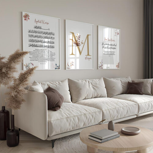 Hayyart Ayatel Kursi, Kişiye Özel Poster, Dua Ahşap Çerçeveli 3'lü İslami Tablo - Özelleştirilebilir Ürün - Görsel 10