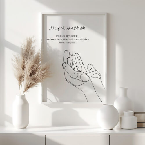 Hayyart Dua El Detaylı Çerçeveli Minimalist 2'li İslami Tablo Set - Görsel 12