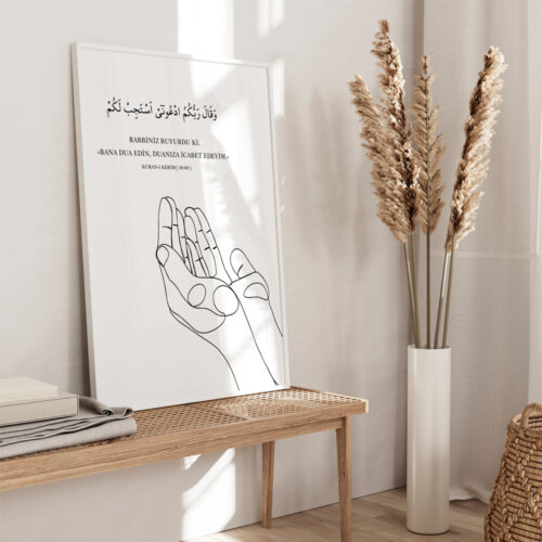 Hayyart Dua El Detaylı Çerçeveli Minimalist 2'li İslami Tablo Set - Görsel 14