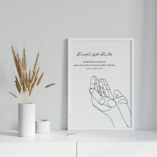 Hayyart Dua El Detaylı Çerçeveli Minimalist 2'li İslami Tablo Set - Görsel 15