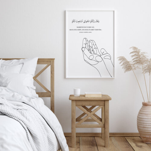 Hayyart Dua El Detaylı Çerçeveli Minimalist 2'li İslami Tablo Set - Görsel 16
