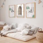 Bismillah, Orient Door, Elhamdülillah Koyu Yeşil Minimalist Ahşap Çerçeveli 3'lü İslami Tablo Set - Görsel 16