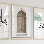Bismillah, Orient Door, Elhamdülillah Koyu Yeşil Minimalist Ahşap Çerçeveli 3'lü İslami Tablo Set - Görsel 20