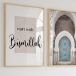 Hayyart Bismillah, Mozaik Çeşme, Elhamdülillah Ahşap Çerçeveli 3'lü İslami Tablo Set - Görsel 19