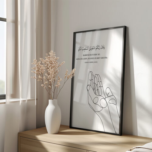 Hayyart Dua El Detaylı Çerçeveli Minimalist 2'li İslami Tablo Set - Görsel 6