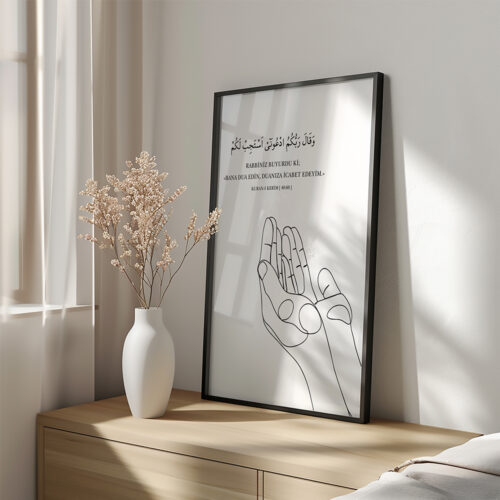 Hayyart Dua El Detaylı Çerçeveli Minimalist 2'li İslami Tablo Set - Görsel 9