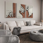 Hayyart Zikir Allahu Ekber, Elhamdüllilah, Subhanallah Ahşap Çerçeveli Minimalist 3'lü İslami Tablo Set - Bordo - Görsel 15