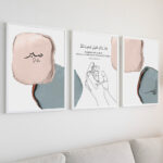 Hayyart Allah, Dua, Sabır Ahşap Çerçeveli Minimalist 3'lü İslami Tablo Set - Mavi - Görsel 12