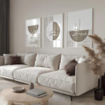 Hayyart Zikir Abstract Ahşap Çerçeveli Minimalist 3'lü İslami Tablo Set - Kahve - Görsel 16