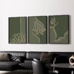 Hayyart Zikir Gold Detaylı Ahşap Çerçeveli Minimalist 3'lü İslami Tablo Set - Görsel 2