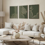 Hayyart Zikir Gold Detaylı Ahşap Çerçeveli Minimalist 3'lü İslami Tablo Set - Görsel 5