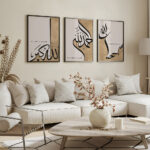 Hayyart Zikir Allahu Ekber, Elhamdüllilah, Subhanallah Ahşap Çerçeveli Minimalist 3'lü İslami Tablo Set - Kahve - Görsel 4