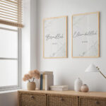 Hayyart Bismillah, Elhamdülillah Marble Ahşap Çerçeveli Minimalist 2'li İslami Tablo Set - Görsel 23