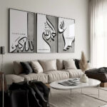 Hayyart Zikir Allahu Ekber, Elhamdüllilah, Subhanallah Ahşap Çerçeveli Minimalist 3'lü İslami Tablo Set - Gri - Görsel 2