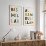 Hayyart Bismillah Renkli Ahşap Çerçeveli Minimalist 2'li İslami Tablo Set - Görsel 17