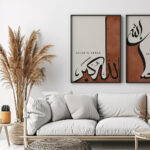 Hayyart Zikir Allahu Ekber, Elhamdüllilah, Subhanallah Ahşap Çerçeveli Minimalist 3'lü İslami Tablo Set - Bordo - Görsel 11
