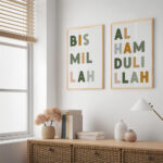 Hayyart Bismillah Renkli Ahşap Çerçeveli Minimalist 2'li İslami Tablo Set - Görsel 21