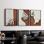 Hayyart Zikir Allahu Ekber, Elhamdüllilah, Subhanallah Ahşap Çerçeveli Minimalist 3'lü İslami Tablo Set - Bordo - Görsel 3