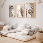 Hayyart Bismillah, Elhamdülillah, Pampas Ahşap Çerçeveli Minimalist 3'lü İslami Tablo Set - Görsel 15