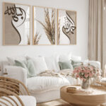 Hayyart Bismillah, Elhamdülillah, Pampas Ahşap Çerçeveli Minimalist 3'lü İslami Tablo Set - Görsel 18