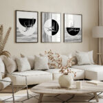 Hayyart Zikir Abstract Ahşap Çerçeveli Minimalist 3'lü İslami Tablo Set - Siyah - Görsel 4