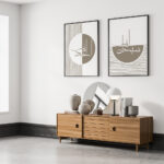 Hayyart Zikir Abstract Ahşap Çerçeveli Minimalist 3'lü İslami Tablo Set - Kahve - Görsel 4